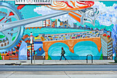 "Pedal Through", Mural by Paul Santoleri, Mural Arts Program,  200 Spring Garden Street, Philadelphia, Commonwealth  of Pennsylvania,Northeastern  United States,