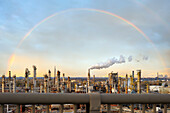 Oil refinery under rainbow, Philadelphia, Commonwealth  of Pennsylvania,Northeastern  United States,