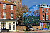 "Memories of My Life", Mural by  Frito Bastien, 1031-33 Spring Garden Street, Mural Arts Program, Philadelphia, Commonwealth  of Pennsylvania,Northeastern  United States,