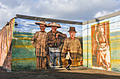 "History of Immigration", restored Mural by Simon Huelsbeck, Callowhill and 2nd streets, Philadelphia, Commonwealth  of Pennsylvania,Northeastern  United States,