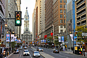 South Broad Street or Avenue of the Arts with City Hall in the background, Philadelphia, Commonwealth  of Pennsylvania,Northeastern  United States,