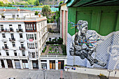 mural painting on the north pile of La Salve bridge (official name is the "Prince and Princess of Spain Bridge"), near the Guggenheim Museum at Bilbao, province of Biscay, Basque Country, Spain,Europe