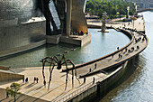 „Maman“-Skulptur neben dem vom Architekten Frank Gehry entworfenen Guggenheim-Museum, Bilbao, Provinz Biscaya, Baskenland, Spanien, Europa