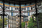 stained glass window of the bandstand on Zumardia Boulevard, San Sebastian, Bay of Biscay, province of Gipuzkoa, Basque Country, Spain,Europe