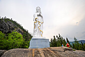 statue of Our Lady of Saguenay on Trinite cape,Saguenay National Park,Riviere-eternite district,Province of Quebec,Canada,North America