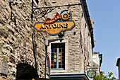 pub's sign,Petit Champlain district,Quebec city,Province of Quebec,Canada,North America