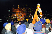 Devotees carrying palanquin, golden temple, amritsar, punjab, india, asia