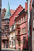  Old town of Freiburg, historical facades, Breisgau, Baden-Wuerttemberg, Germany 