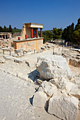 Ruins of the North Propylaeum in Knossos Palace, a major Bronze Age Minoan palace. Crete, Greece.