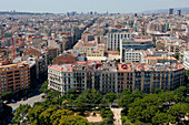 Aerial view of Barcelona city. Catalonia, Spain.