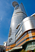 A view from below of the modern Bitexco Financial Tower. Ho Chi Minh City, Vietnam.