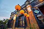 Building with lanterns in Hoi An Ancient Town. Quang Nam Province, Vietnam.