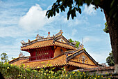 Roof of the Hien Duc Gate at the Tomb of Minh Mang (Hieu Tomb). Hue, Vietnam.