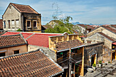 Old houses on Tran Phu street in Hoi An Ancient Town. Hoi An, Quang Nam Province, Vietnam.