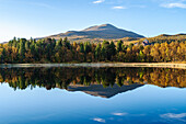 Schweden, Norrbottens län, Torneträsk See (Abisko), Seeblick mit Spiegelung im Herbst