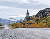 Norwegen, Finnmark, Grense Jakobselv, Russische Grenze, Kong Oscar-II Capel, Kapelle an der Straße