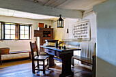 Ephrata Cloister with view into parlor in the Saron (Sister's House) in Ephrata in the Pennsylvania Dutch Country, Lancaster County, Pennsylvania, USA