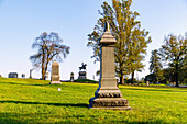  Memorials to the fallen soldiers of the American Civil War on East Cemetery Hill in Gettysburg National Military Park in Gettysburg, Adams County, Pennsylvania, USA 