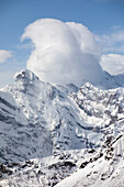  View from the summit of the Männlichen to the cloud-covered Bernese Alps, Alps, Wengen, Grindelwald, Canton of Bern, Bern, Valais, Switzerland, Europe 