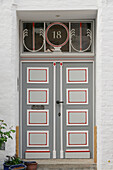  front door old gray white red 