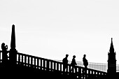  Bridge on the Grand Canal with silhouette of the Campanile of San Giorgio Maggiore, Venice, Veneto, Italy 