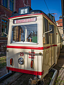 Historische Straßenbahn der Linie 4, Naumburg, Burgenlandkreis, Sachsen-Anhalt, Ostdeutschland, Deutschland, Europa