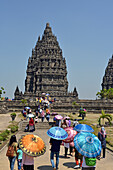 Visitors at Prambanan Temple Compounds, region of Yogyakarta, Java island, Indonesia, Southeast Asia