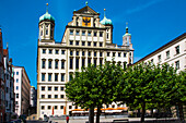  Augsburg, back of the town hall, with Elias Holl Platz, the builder 1615- 1620, Bavaria, Germany 