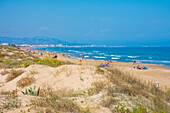  Dune beach of Oliva Nova in early autumn, Costa Blanca, Alicante province, Spain 