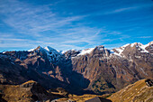  Edelweißspitze, 2428 meters, high, with a view of the Großglockner group, all ten-thousand-meter peaks, Salzburg, Austria 