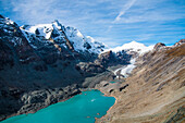 Gletscher Pasterze Johannisberg und Speichersee, Franz Josefhöhe, zum Großglockner, an der Großglocknerstraße, Hohen Tauern, Ostalpen, Kärnten, Österreich