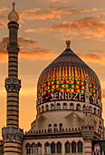  Dome of the Dresden Yenidze building at sunset, Saxony, Germany 