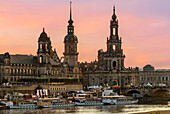  Historic skyline of Dresden at sunset, Saxony, Germany 