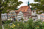  Town hall and half-timbered houses in Backnang, Rems-Murr-Kreis, Baden-Württemberg, Germany 