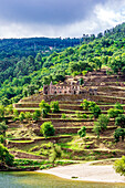  View from the Douro River to the Fluvial de Epadaneda beach in the Viseu district, Portugal 