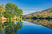  View from the Spanish side, Salamanca region, Spain to the area of the town of Barca d&#39; Alva in Portugal 