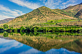  View from the Spanish side, Salamanca region, Spain to the area of the town of Barca d&#39; Alva in Portugal 