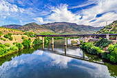  View from the Spanish side, Salamanca region, Spain to the area of the town of Barca d&#39; Alva in Portugal 