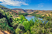  View from the Spanish side, Salamanca region, Spain to the area of the town of Barca d&#39; Alva in Portugal 