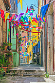  Views of the old town district of Ribeira in Porto, Portugal 