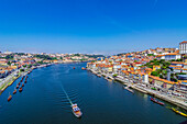  View from the Ponte Dom Luís I bridge on Porto, Portugal 