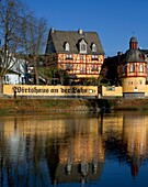  Wirtshaus an der Lahn, customs house from the 14th century, Lahnstein, Upper Middle Rhine Valley, Rhineland-Palatinate, Germany 