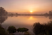  Sunrise at a pond in the Oberland, Bavaria, Germany 