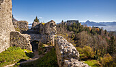  At the castle ruin Hohenfreyberg in the Ostallgäu near Pfronten in autumn, Bavaria, Germany, Europe 