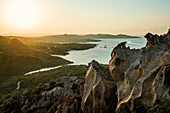  Bizarre granite rocks, Roccia dell Orso, sunset, Capo d&#39;Orso, Palau, Costa Smeralda, Sardinia, Italy 