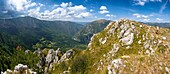  View of the Tara River, Tara Gorge in the Durmitor mountain range, natural landscape, landscape, Durmitor National Park near the town of Žabljak, Montenegro, panorama 