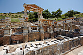 The Fountain of Trajan in the ancient city of Ephesus, a UNESCO World Heritage Site. Ephesus Archaeological Site, Izmir Province, Turkey.