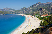 Aerial view of Belcekiz beach in Oludeniz village. Province of Mugla, Turkey.