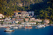 View of the Fethiye harbour and town. Fethiye, Mugla Province, Turkey.