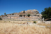 Distant view of the Acropolis Hill in Tlos, an ancient Lycian city in the South West of modern Turkey.